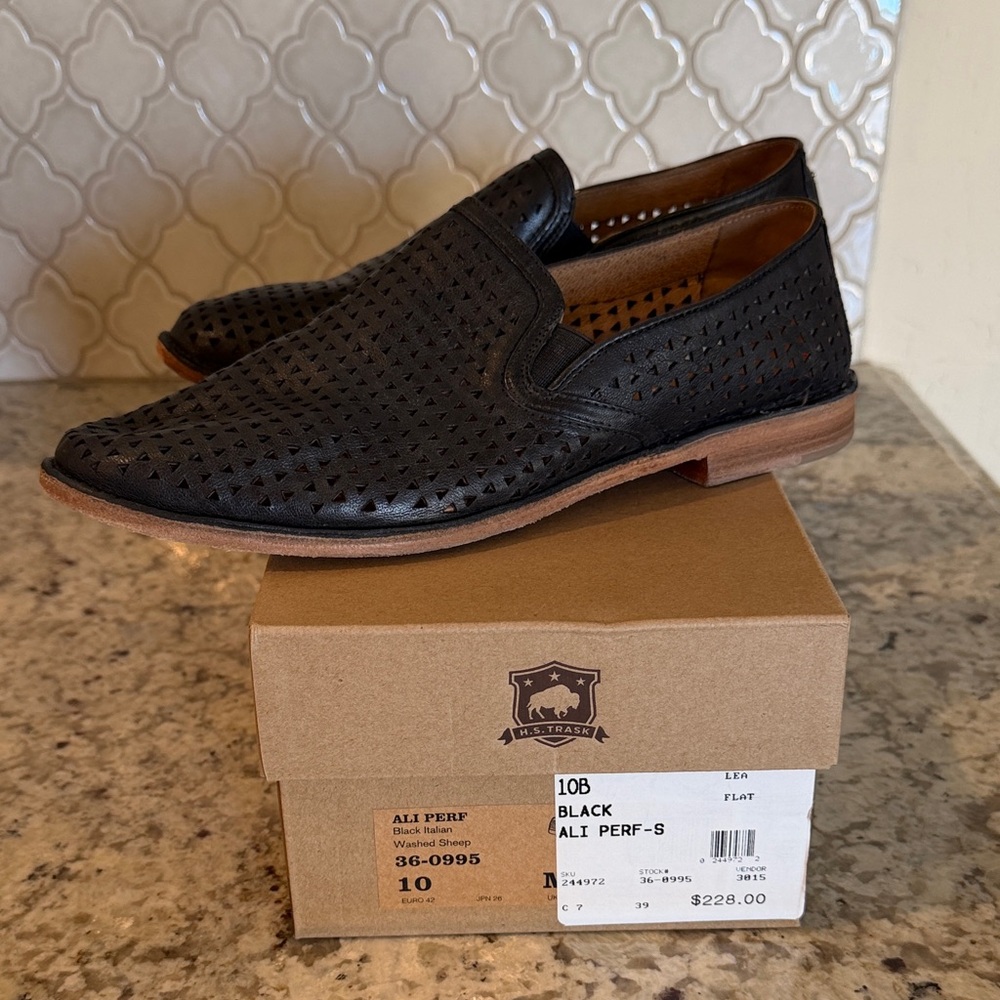 Stylish Black Perforated Loafers by H.S. Trask